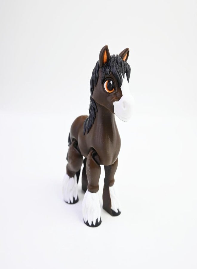 VUNDO 3D Printed Foal, 3D Printed Animals, Full Articulated Flexible Fidget Toys for Desk Décor - Brown - Small - 5Inch - Image 1